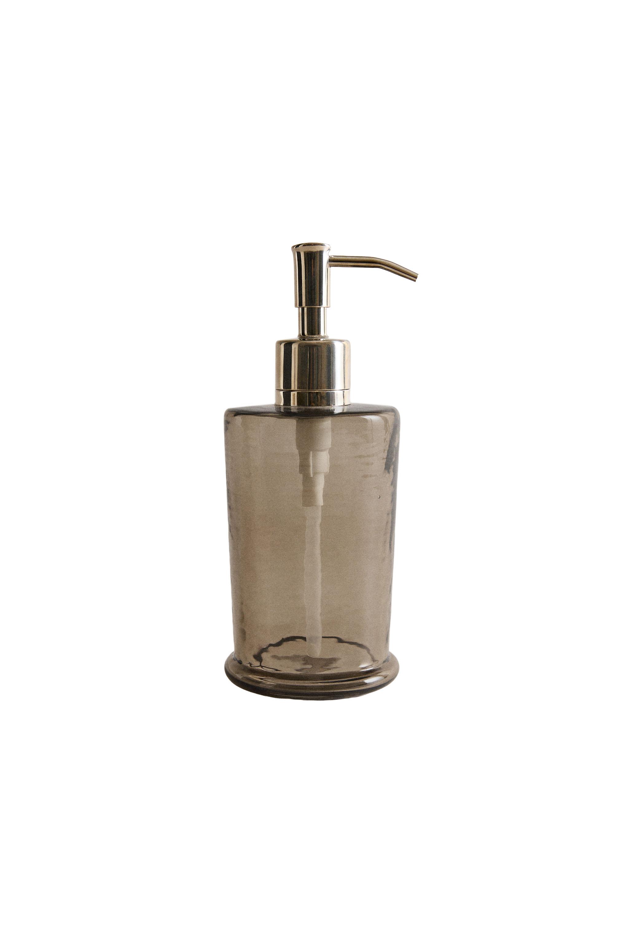 SMOKED TEXTURED GLASS SOAP DISPENSER
